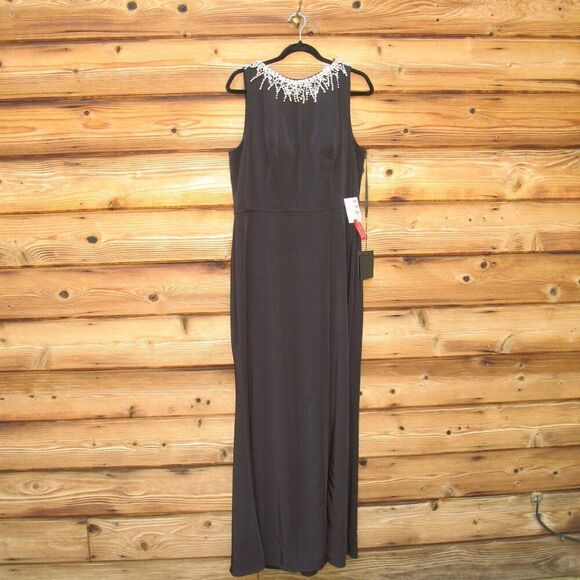 NWT Mac Duggal Sleeveless Rhinestone Collar Column Gown - Picture 5 of 15